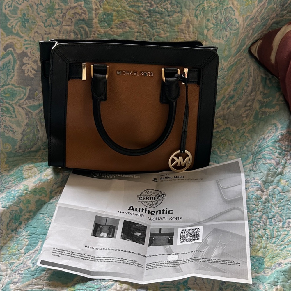 Michael Kors Two-Tone Black and Tan Satchel
